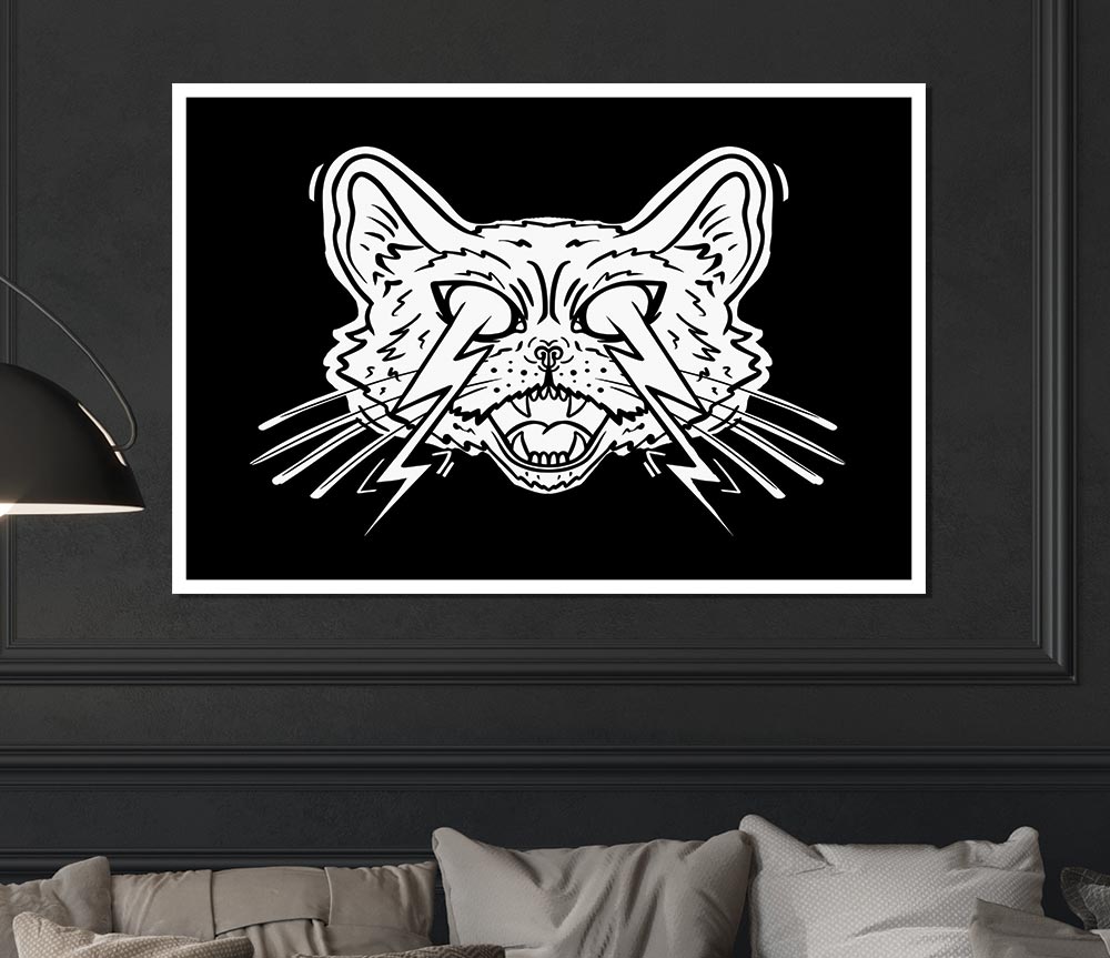 Thunderbolt Cat Eyes Print Poster Wall Art