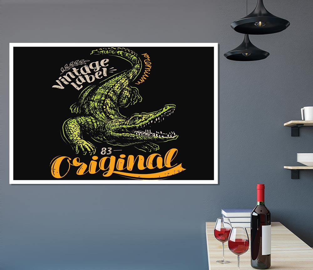 Vintage Label Croc Print Poster Wall Art