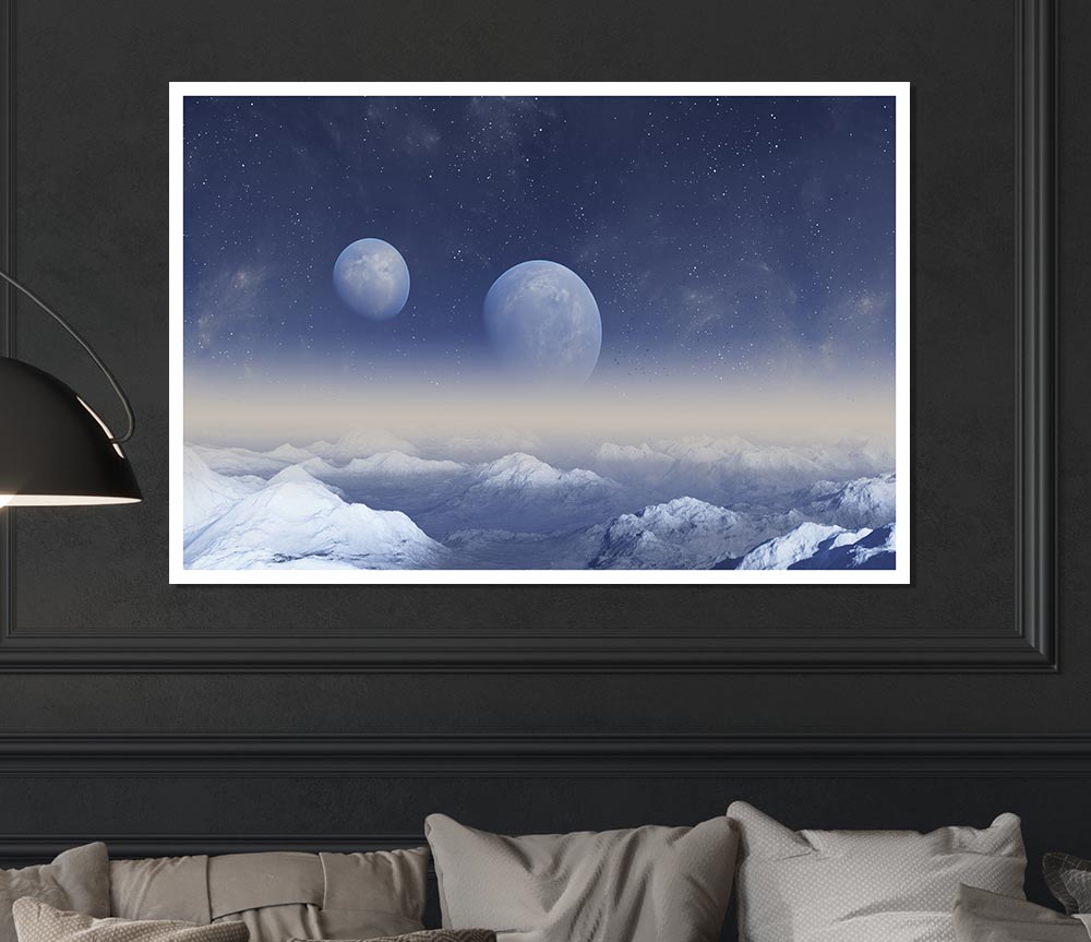 The Two Moons Meet Print Poster Wall Art