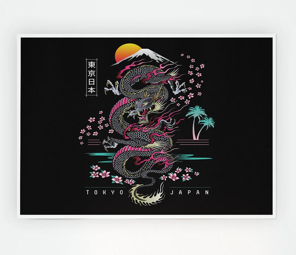 Japanese Dragon Flies Print Poster Wall Art