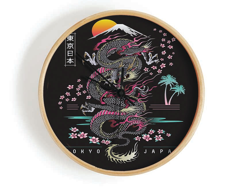 Japanese Dragon Flies Clock - Wallart-Direct UK