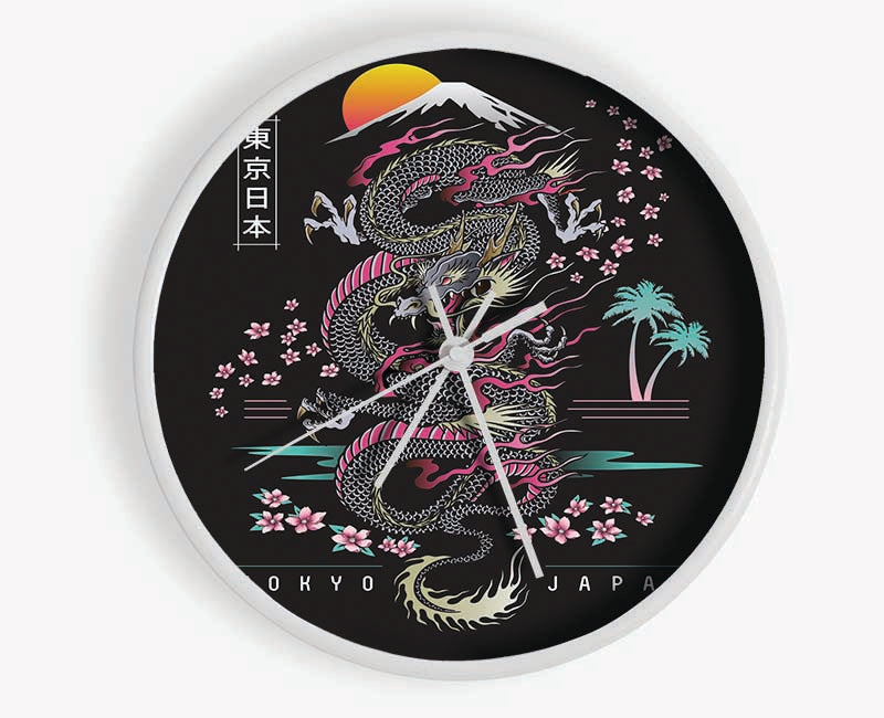 Japanese Dragon Flies Clock - Wallart-Direct UK