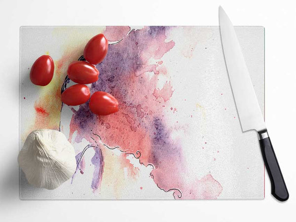 Watercolour Woman Flow Glass Chopping Board