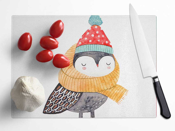 Ready For Winter Bird Glass Chopping Board