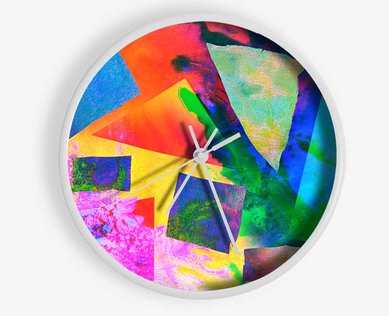 Neon Shapes In Paint Clock - Wallart-Direct UK