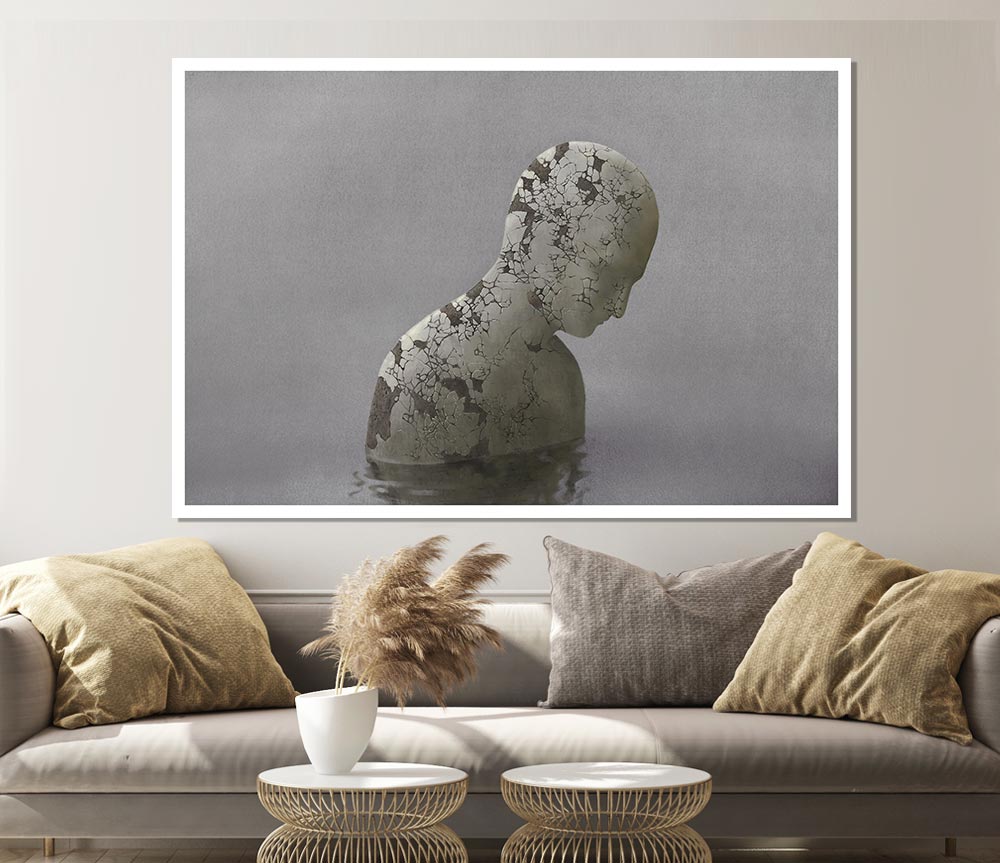 Eroded Statue In Water Print Poster Wall Art