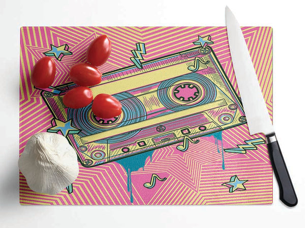 Cassette Tape Jungle Glass Chopping Board