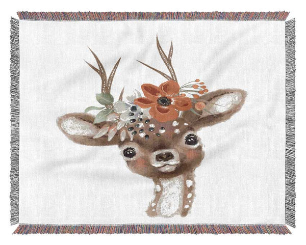 The Little Floral Deer Woven Blanket