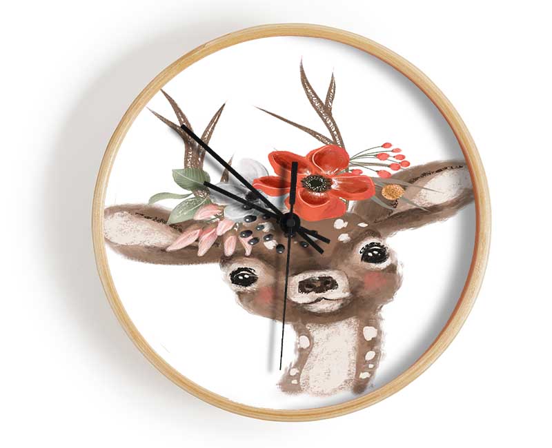 The Little Floral Deer Clock - Wallart-Direct UK