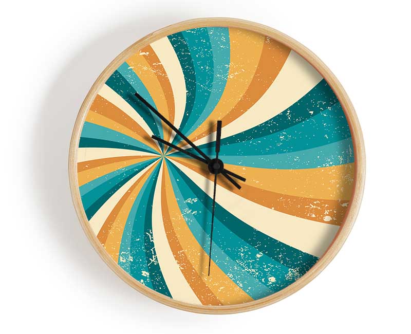 The Spiral Yellow And Blue Clock - Wallart-Direct UK