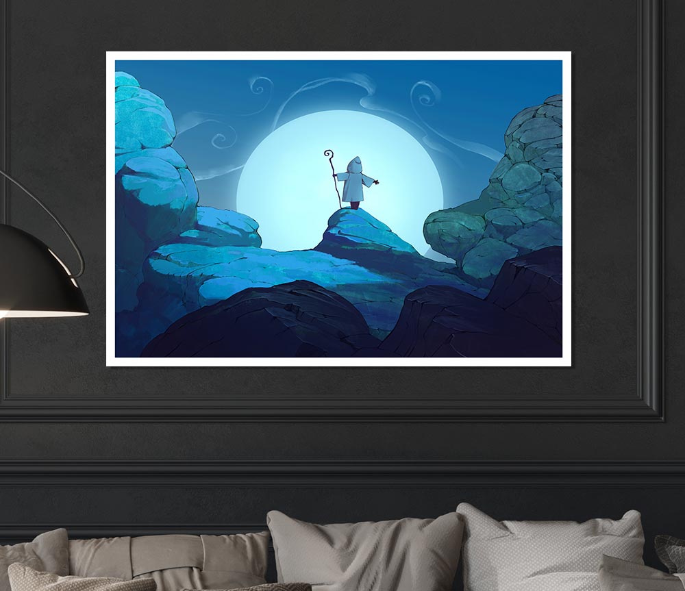 Wizard On The Mountain Top Print Poster Wall Art