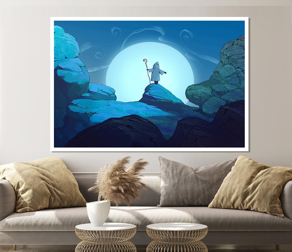 Wizard On The Mountain Top Print Poster Wall Art