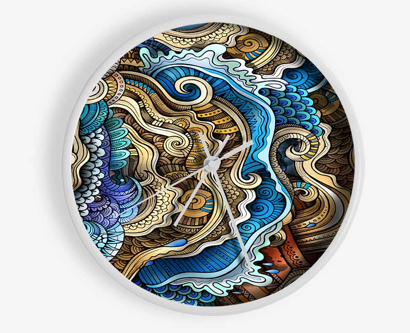 Ripples And Swirly Dots Clock - Wallart-Direct UK