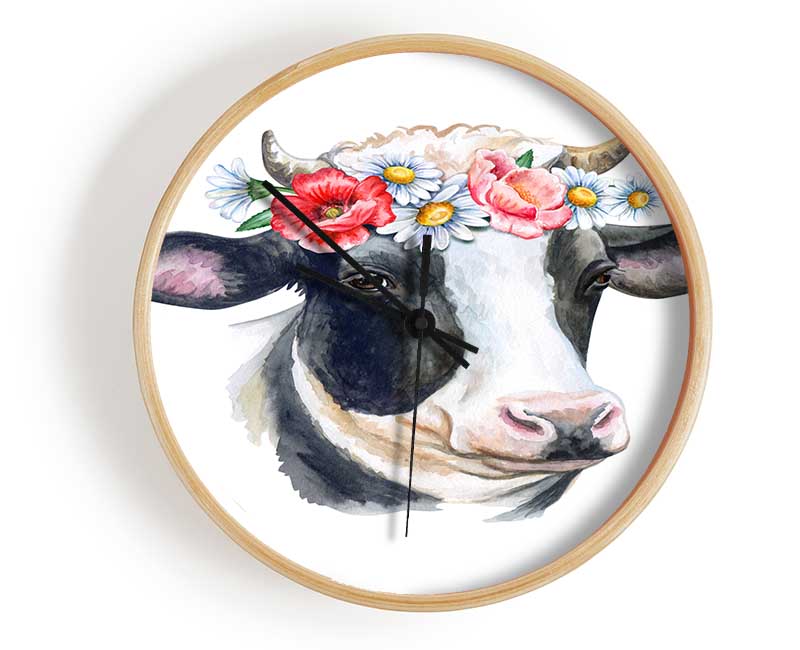 Flower Girl Cow Clock - Wallart-Direct UK