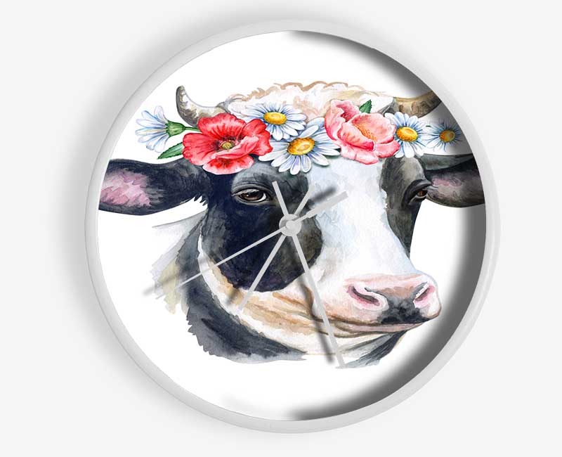 Flower Girl Cow Clock - Wallart-Direct UK