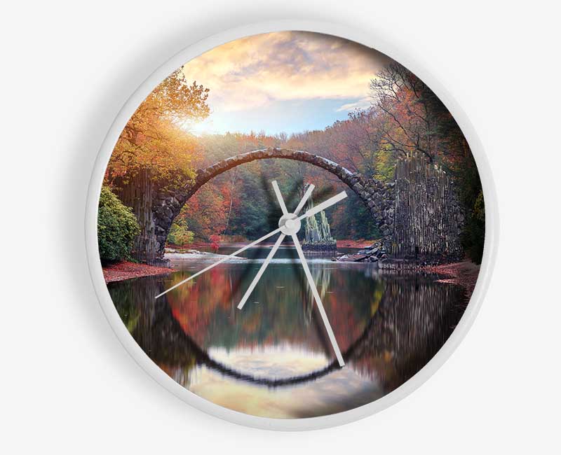 Semi Circle Bridge Over The River Clock - Wallart-Direct UK