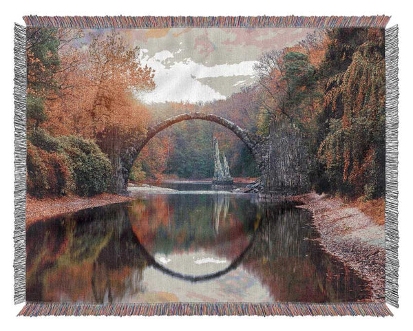 Semi Circle Bridge Over The River Woven Blanket