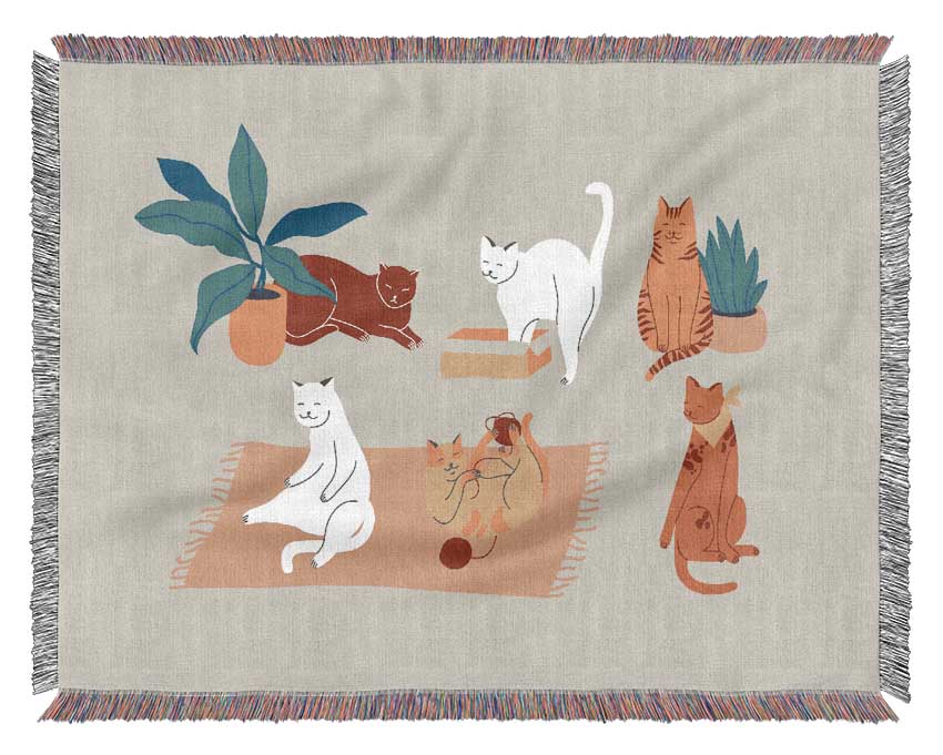 Peaceful Cat Home Woven Blanket