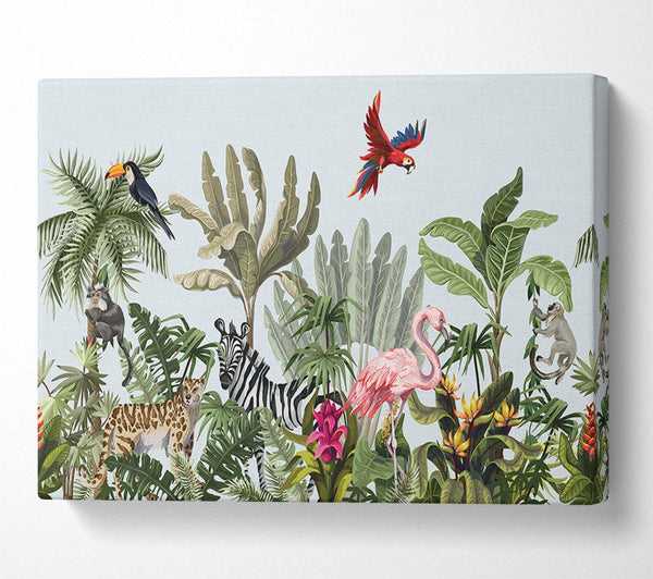 Picture of Jungle Paradise Animals Canvas Print Wall Art