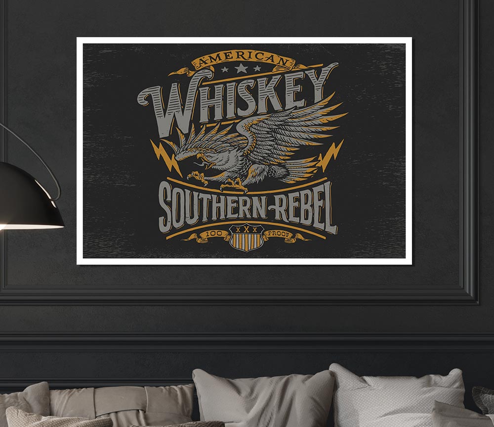 Whiskey Southern Rebel Print Poster Wall Art