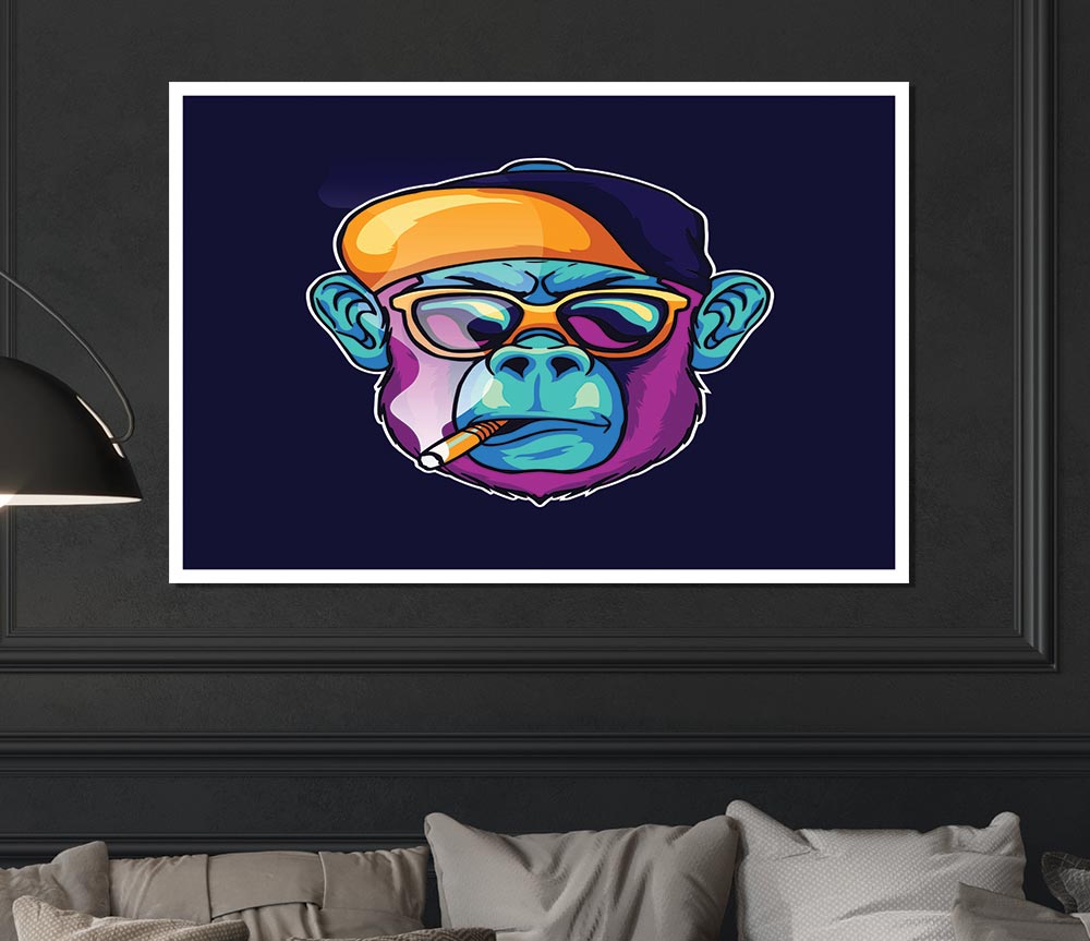 Gorilla Smoking Hat Print Poster Wall Art