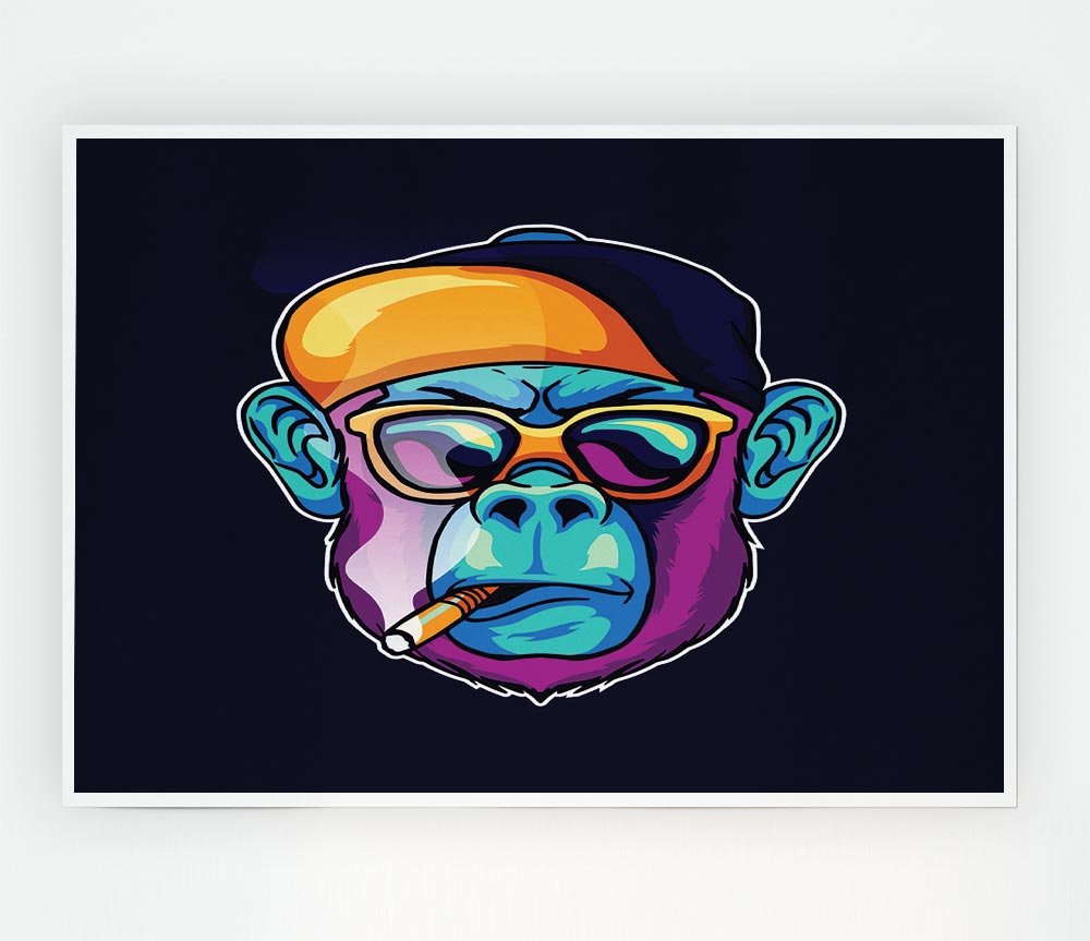 Gorilla Smoking Hat Print Poster Wall Art