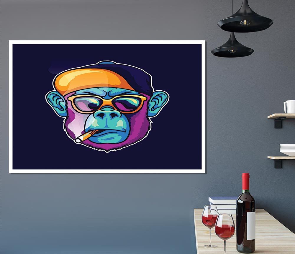 Gorilla Smoking Hat Print Poster Wall Art