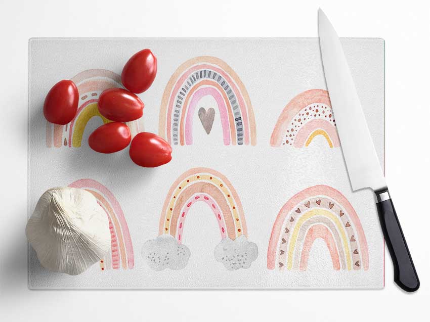 Contemporary Rainbows Glass Chopping Board