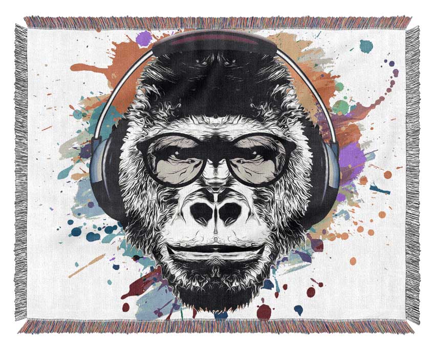 Gorilla Glasses Paint Splatter Woven Blanket