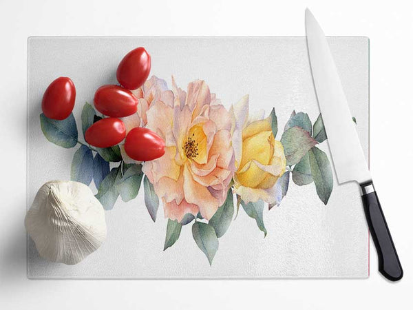 The Blush Pink Rose Glass Chopping Board