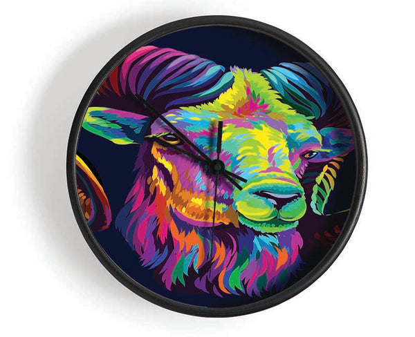 The Horned Goat Vibrant Clock - Wallart-Direct UK