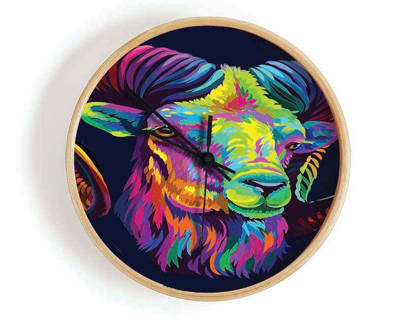 The Horned Goat Vibrant Clock - Wallart-Direct UK