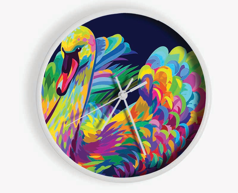 The Vibrant Swan Sitting Clock - Wallart-Direct UK