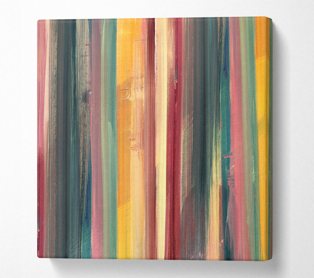 A Square Canvas Print Showing Vertical Colour Drop Lines Square Wall Art