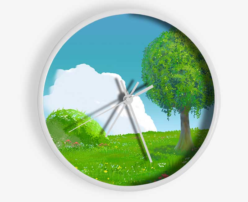 The Round Tree Summer Skies Clock - Wallart-Direct UK