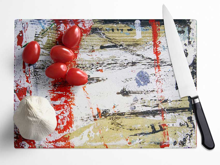 Distorted Red Patch Glass Chopping Board