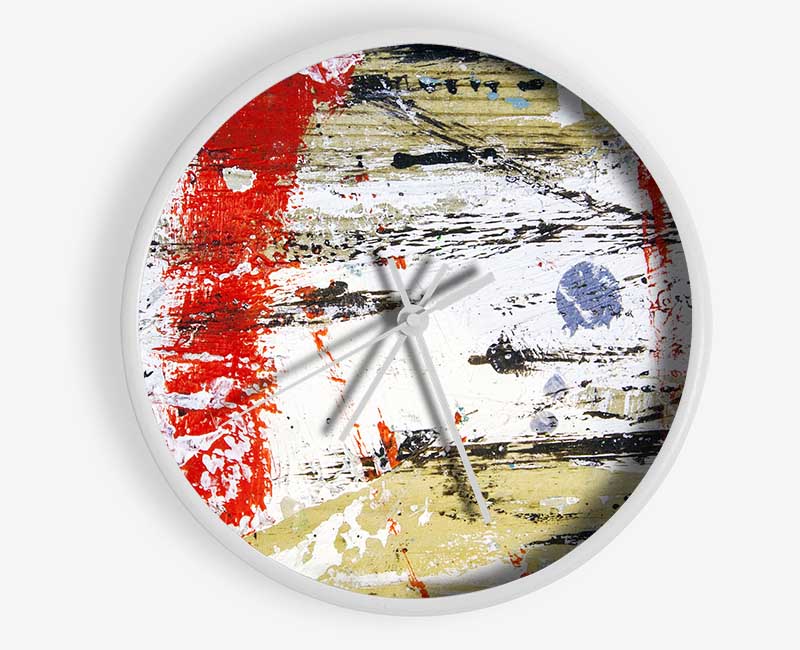 Distorted Red Patch Clock - Wallart-Direct UK