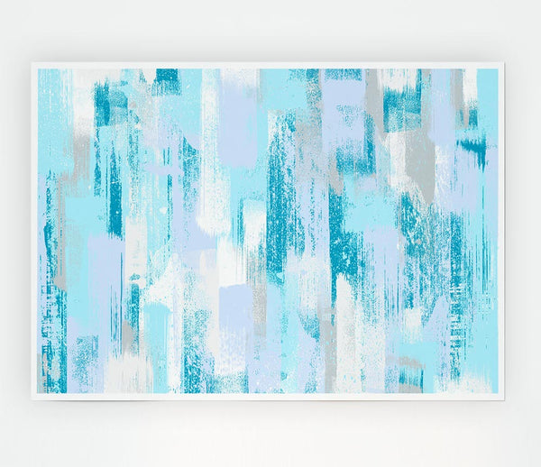 Winter Blue Vertical Paint Print Poster Wall Art