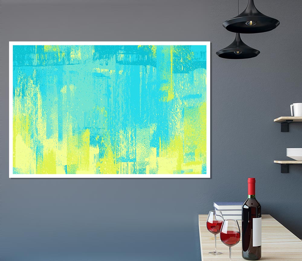 Vivid Blue Aqua Paint Print Poster Wall Art