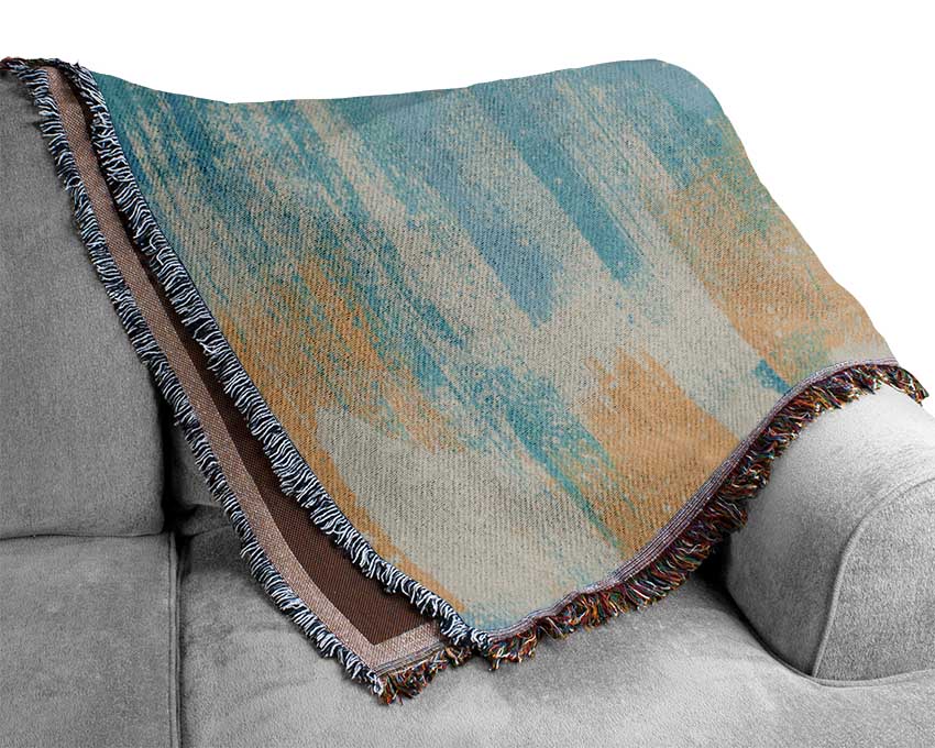 Vivid Blue Aqua Paint Woven Blanket