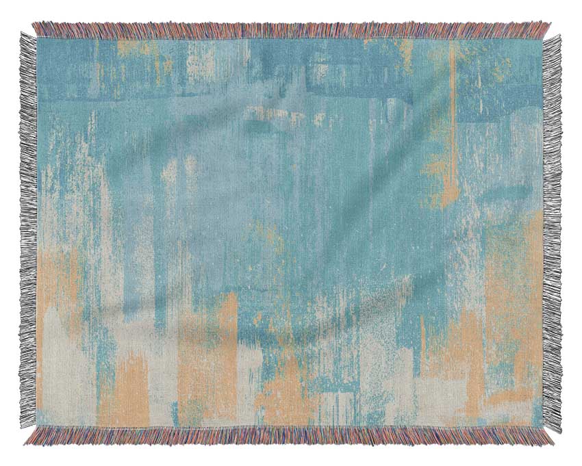 Vivid Blue Aqua Paint Woven Blanket