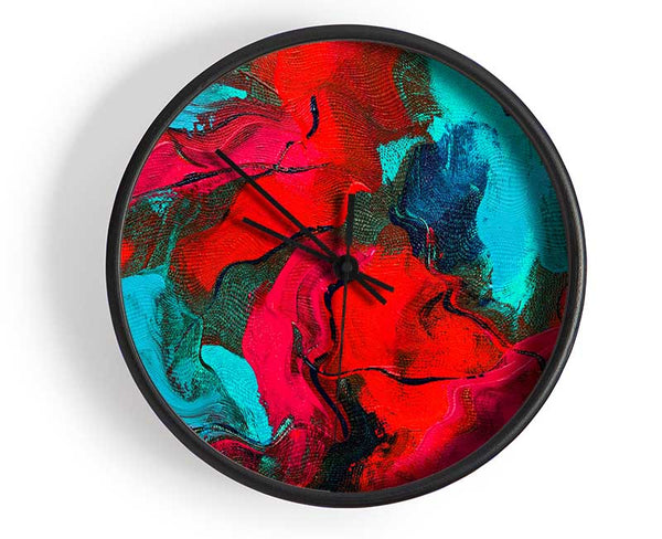 The Red And Blue Splodge Clock - Wallart-Direct UK