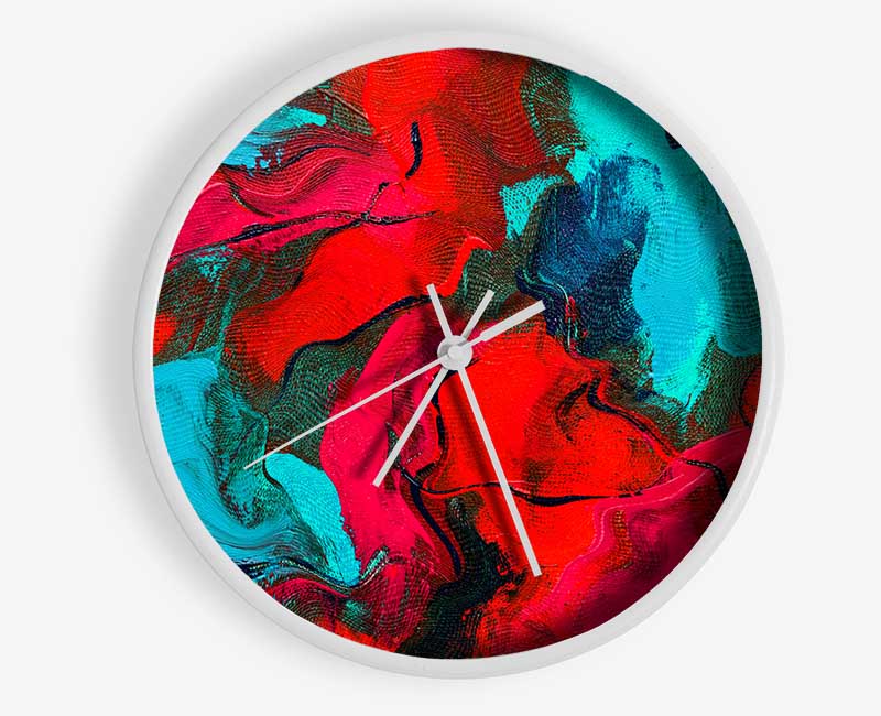 The Red And Blue Splodge Clock - Wallart-Direct UK