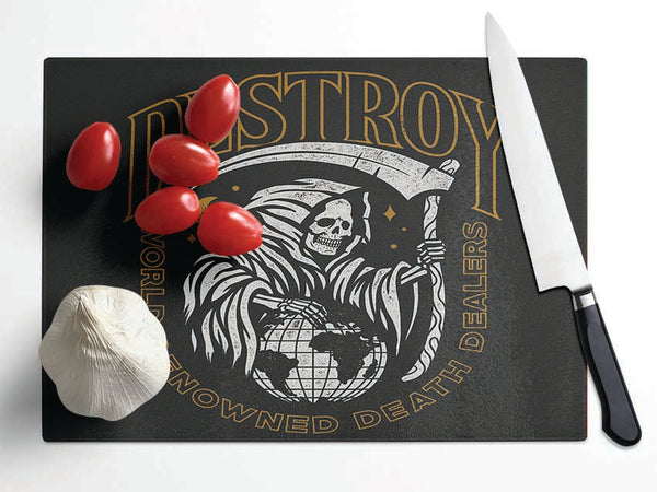 Destroy Tattoo Glass Chopping Board