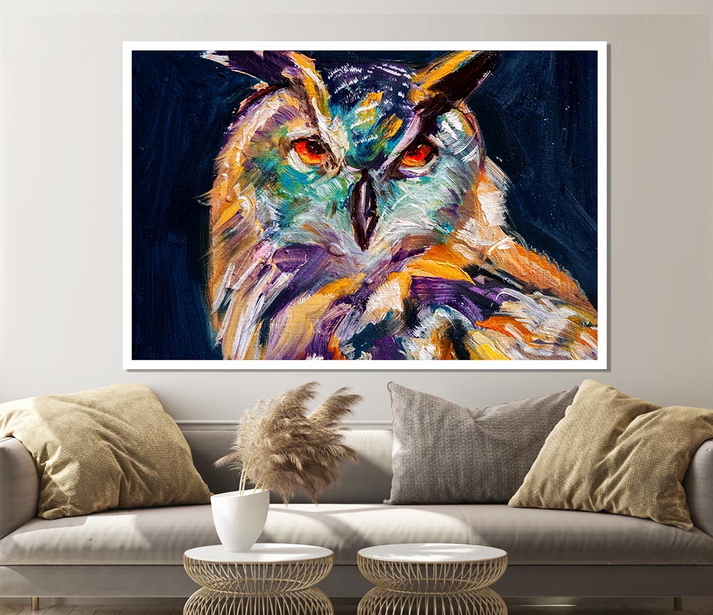 The Vivid Owl Stare Print Poster Wall Art