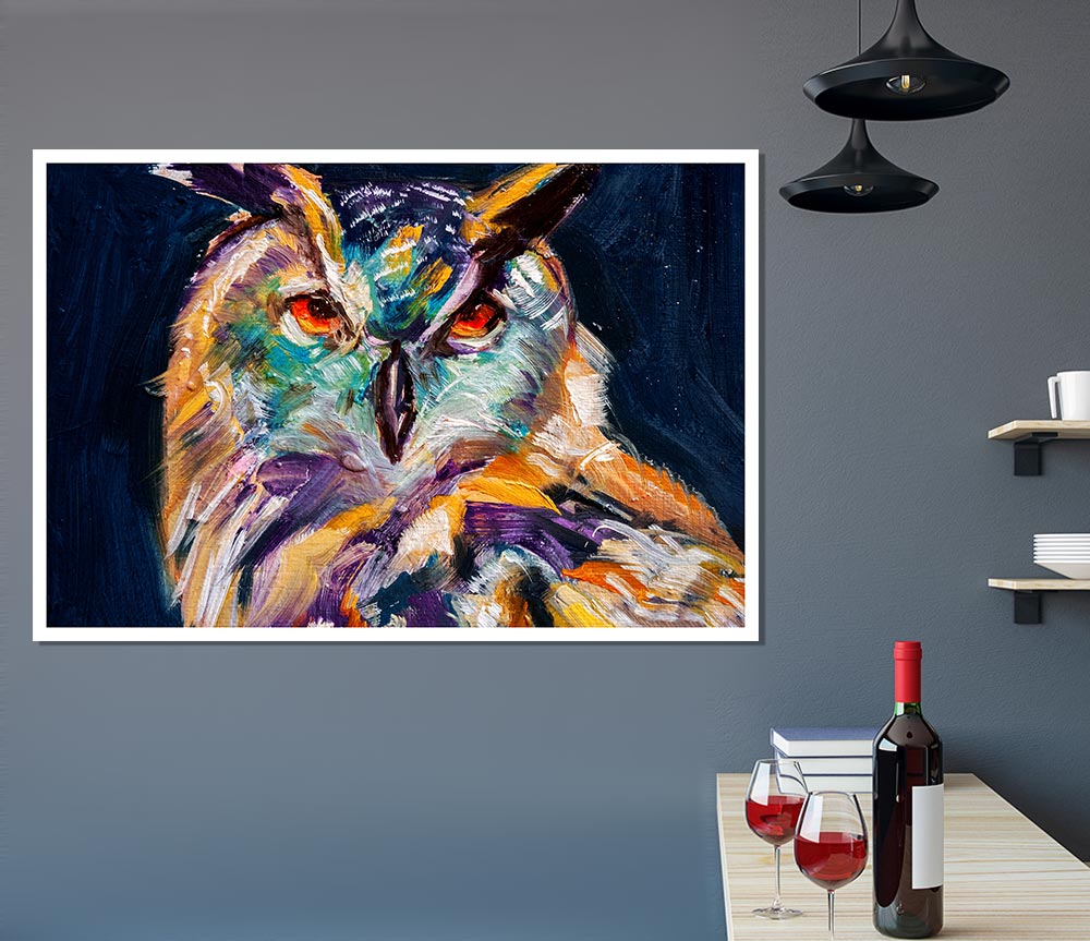 The Vivid Owl Stare Print Poster Wall Art