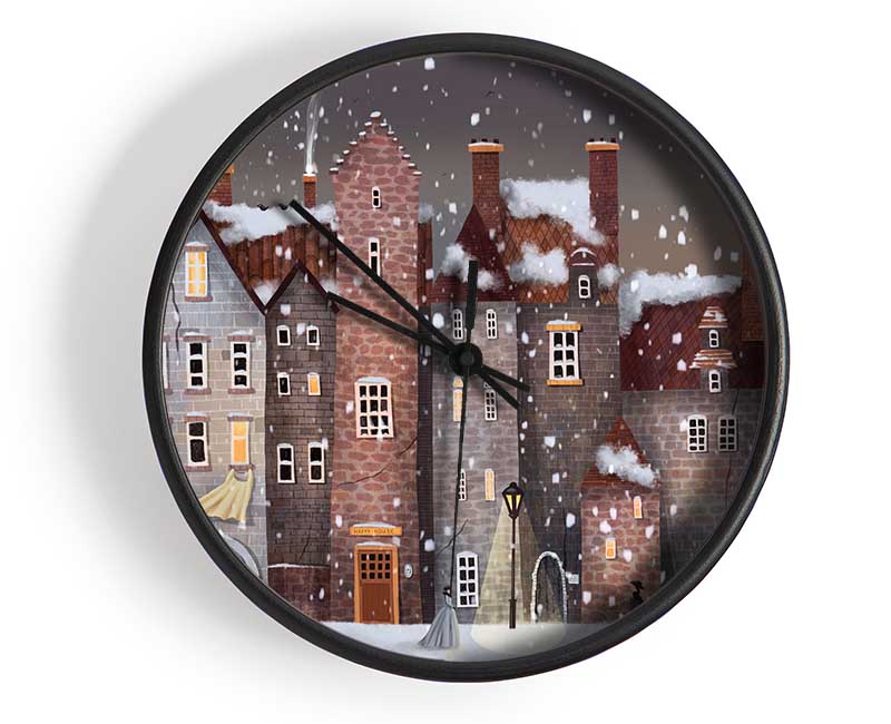 The Snowy Streets Clock - Wallart-Direct UK