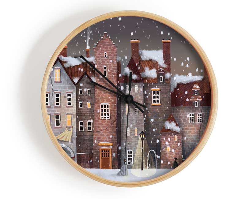 The Snowy Streets Clock - Wallart-Direct UK