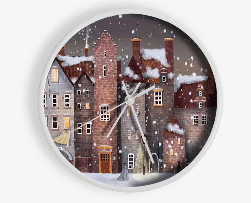 The Snowy Streets Clock - Wallart-Direct UK