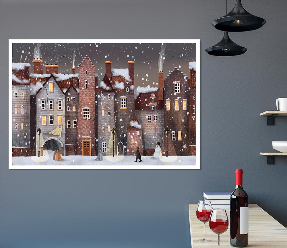 The Snowy Streets Print Poster Wall Art